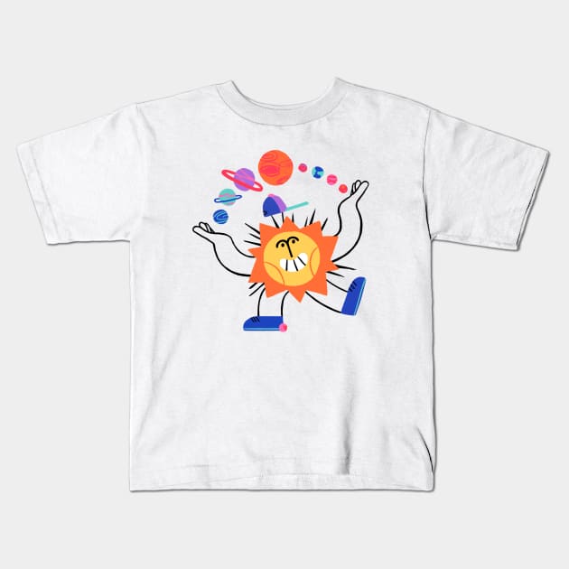 Juggling Sun Kids T-Shirt by kheat